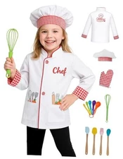 ANPHILE Chef Costume for Kids with Hat – Toddler Chef Outfit Dress 6-8 Year Old