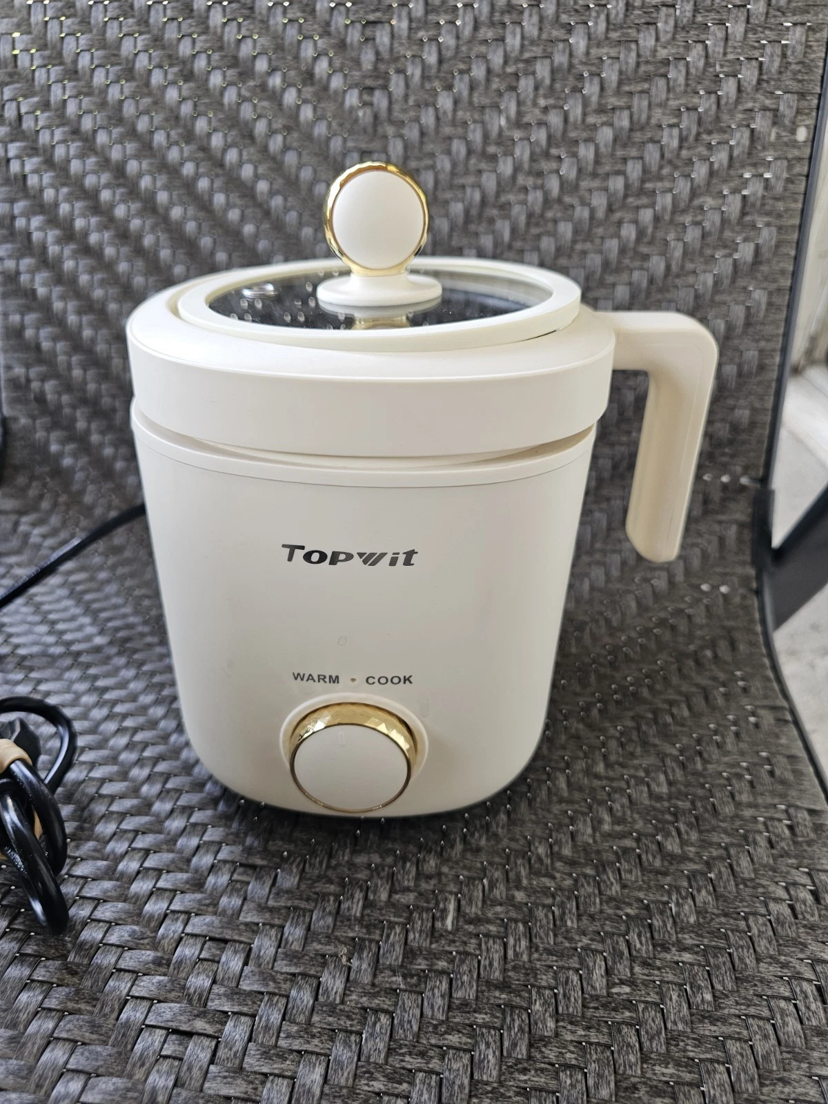 Rice Cooker Small Mini 2 Cups Uncooked 1.2L Portable Non Stick Beige Maker Excel