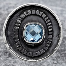Faceted Natural Sky Blue Topaz 925 Sterling Silver Ring s.8 Jewelry R-1080