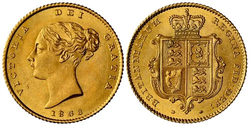 1838 Victoria Gold Half Sovereign — photo from the most recent tracked eBay sale