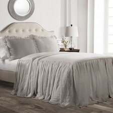 Lush Decor Ruffle Skirt Bedspread Set - 2-Piece Luxurious Farmhouse Bedding -...