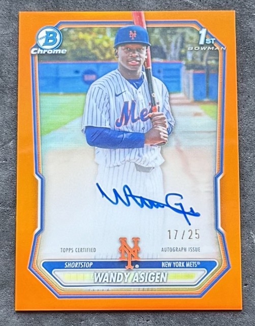 2026 Bowman Chrome WANDY ASIGEN 1st Bowman Auto True Orange Refractor 17/25 Mets