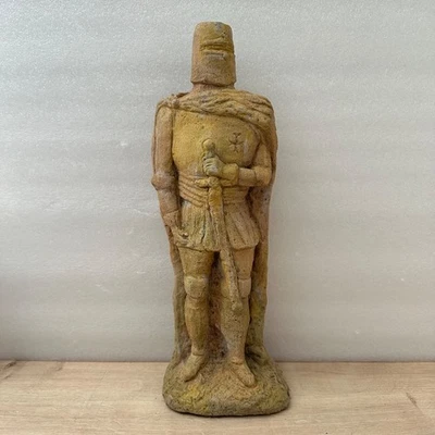 Statue Chevalier Templier Pierre Reconstituée Sculpture Jardin Ancienne XXL 40cm - Photo 1/4