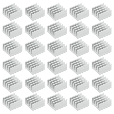 30x Kühlkörper 9x9x5mm Alu mit therm. blauem Aufkleber weiß - Bild 1 von 4