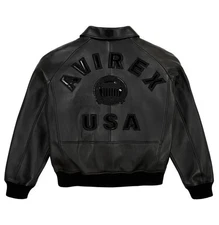 Men Avirex ICON Black Real Bomber American Flight Jacket Leather for Men