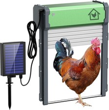 H&uuml;hnerklappe 3 in 1 Timer & Lichtsensor Solar Automatisch Aluminum 30 x 37cm