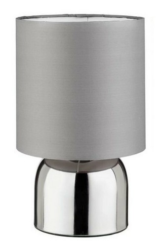 2 Set Touch Lamp Grey Shade Chrome Base Night Bed Side Table Light Dine Decor UK - Picture 3 of 5