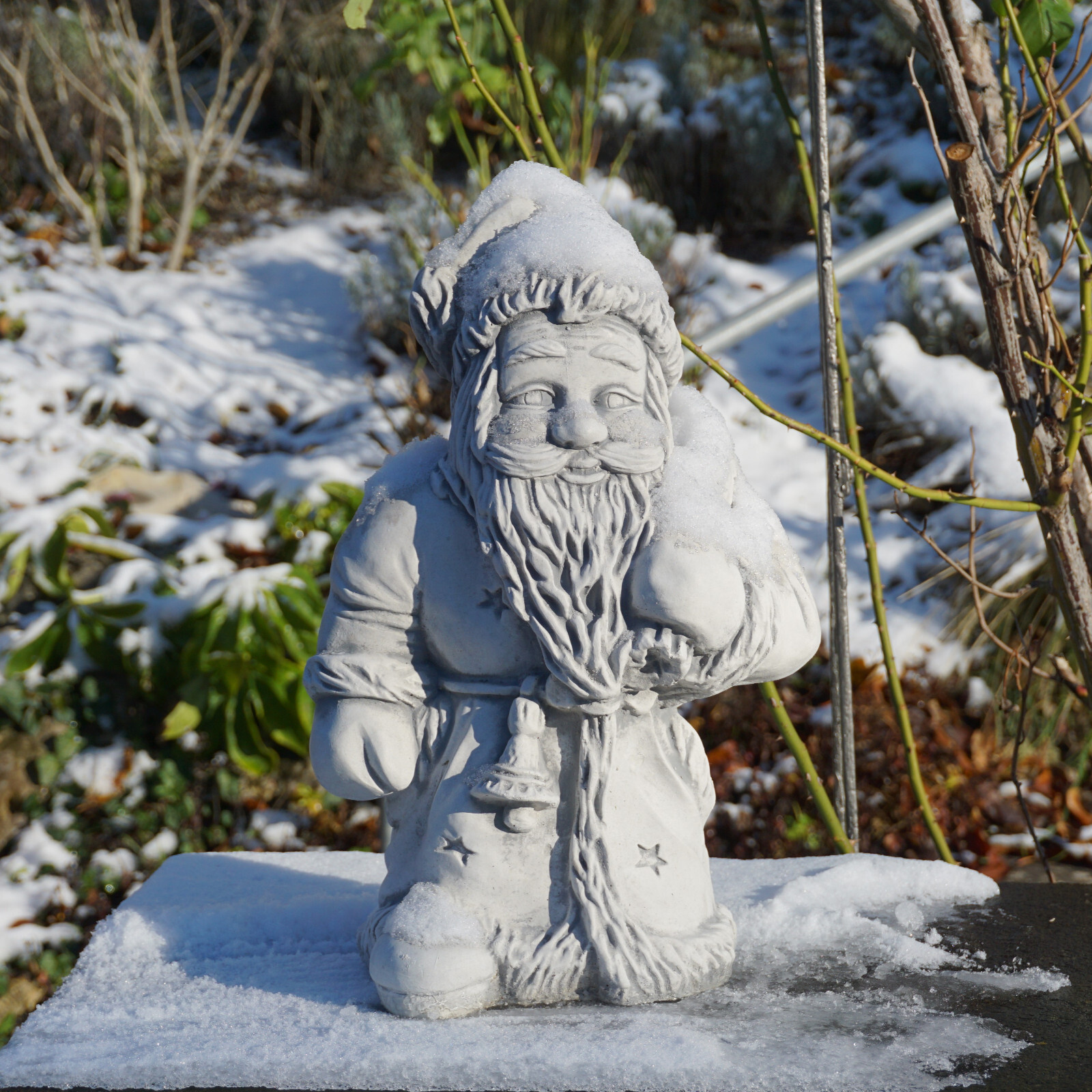 Santa Claus Stone Figure 41 Cm 15 Kg Gray Concrete Frost-Proof