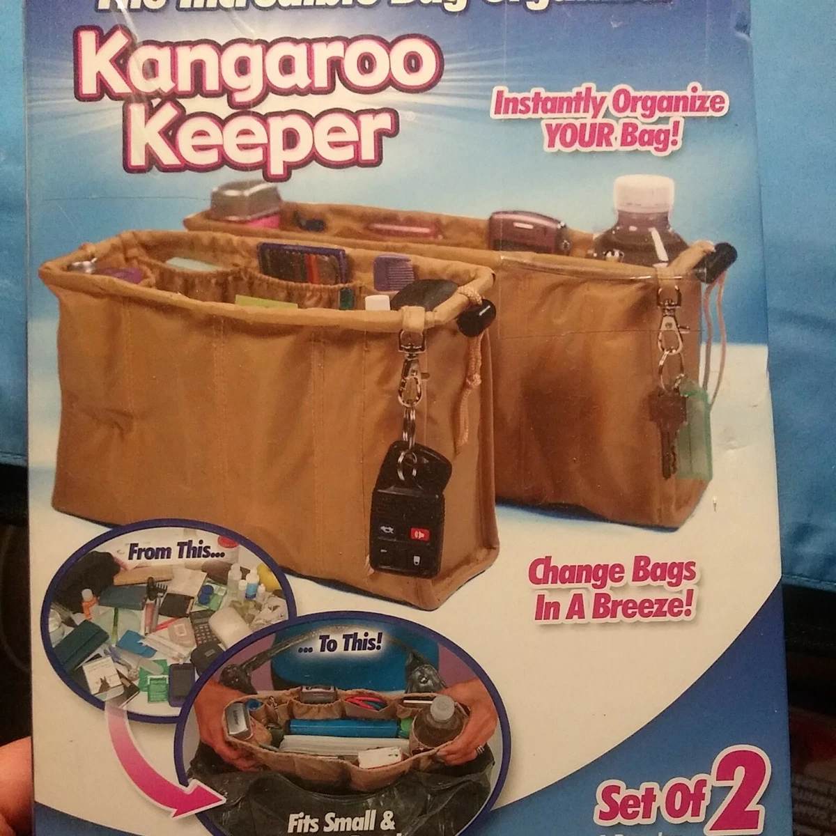 Kangaroo Keeper 2 Piece Set 1 Regular Bag 1 Large Bag Purse Handbag Organizer