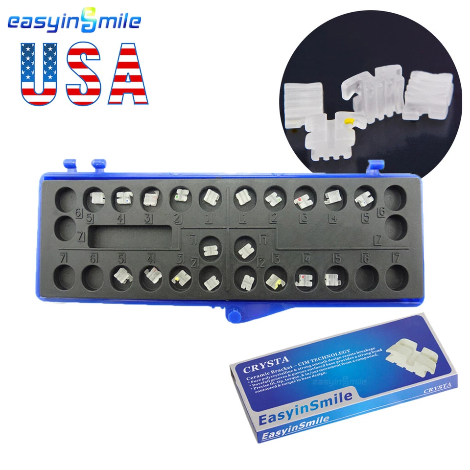 1/10Pack Orthodontic Dental Ceramic Brackets 022 345W/H MINI clear Brace ROTH/MB - Image 2 of 4