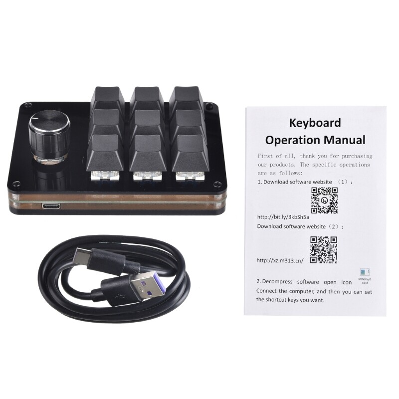 Macro Mini Mechanical Keyboard 9 Keys with Knob for Professionals