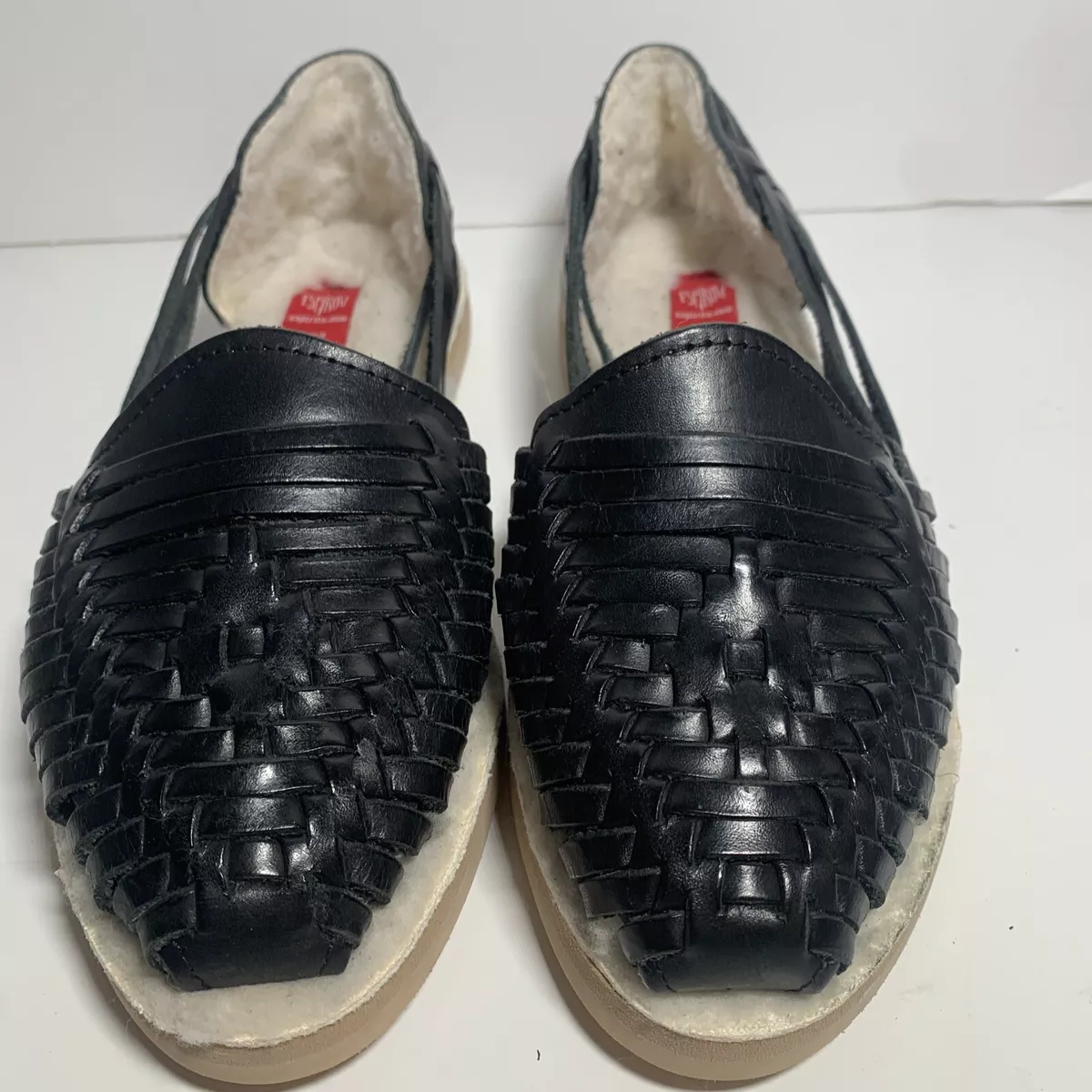 Black leather cheap huaraches