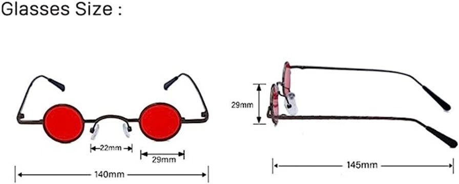 GAFAS DE SOL GÓTICAS Steampunk Retro Mini Pequeño Marco Redondo de Metal -NEGRO/GRIS-UV400 Foto 4 de 4