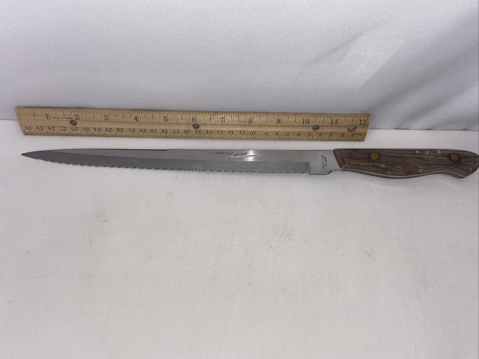 Lifetime Cutlery Jet Cut D400 Carving Chef Knife Stainless Steel Vtg