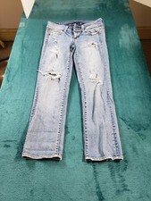 American Eagle Jeans Sz 00 Womens Blue Pants Ladies Stretch Denim Artist Cropped