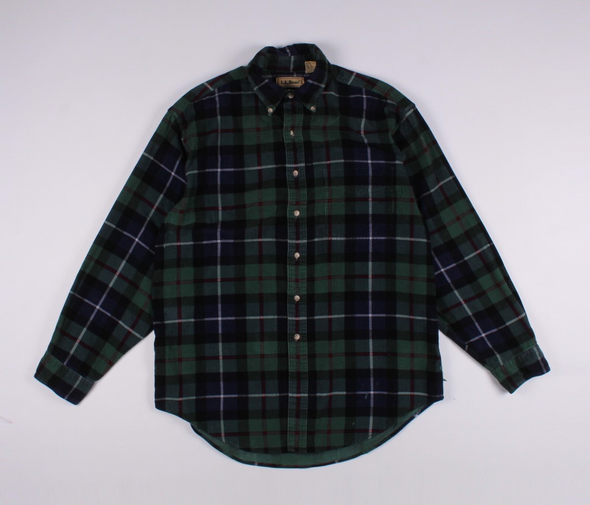 Men's Vintage L.L. Bean Corduroy Green Checkered Long Sleeve Men's Vintage L.L. Bean Corduroy Green Checkered Long Sleeve