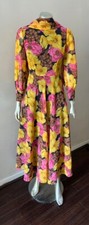 Cape Floral Swing Chiffon Vintage 70s Festival Midi Party Dress S
