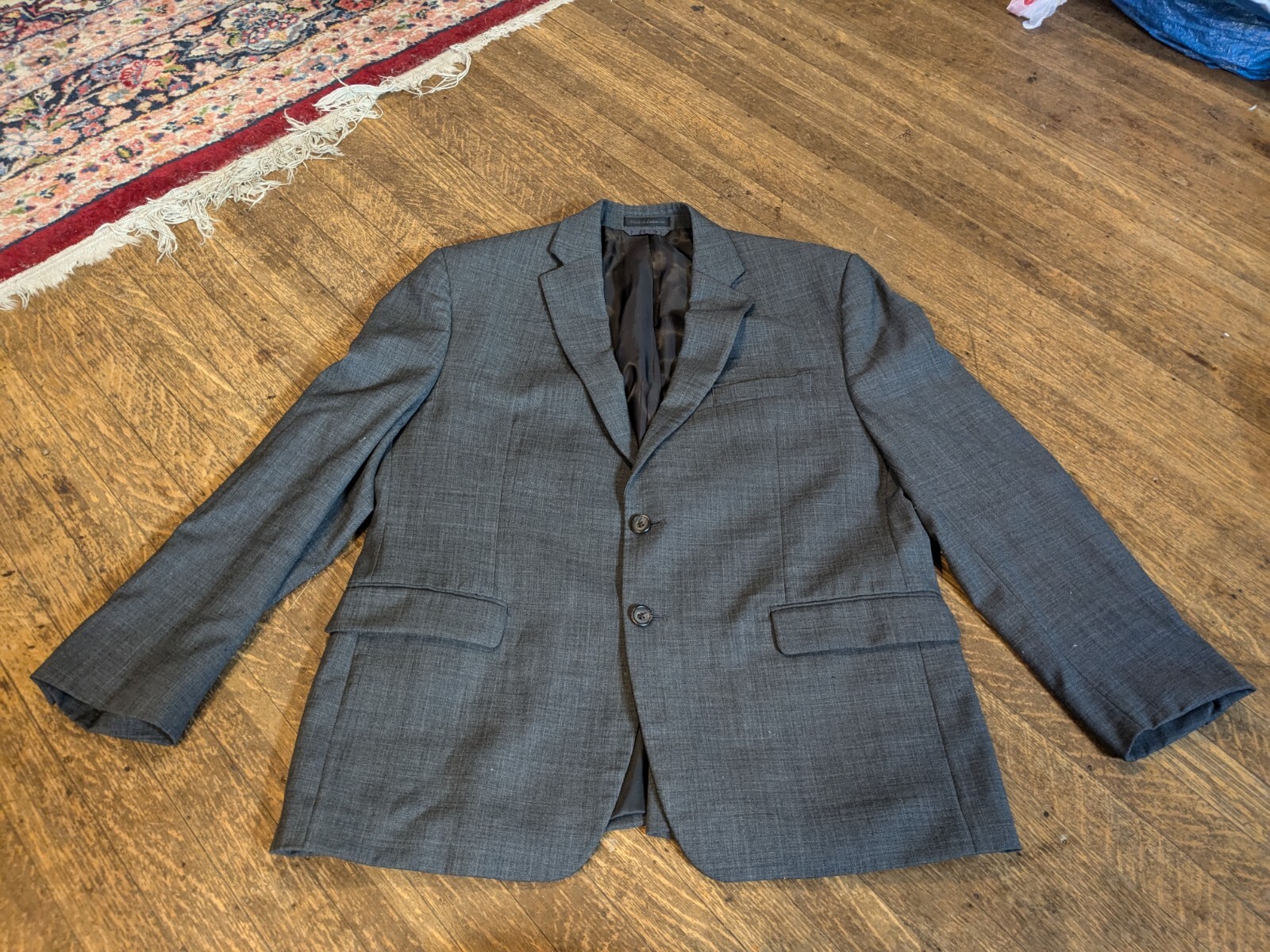 Lauren Ralph Lauren Sport Coat Blazer Mens 42 S Gray Navy Blue Plaid Wool