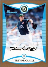 2008 Bowman Draft Prospects Gold #BDPP110 Trevor Cahill FG Oakland Athletics