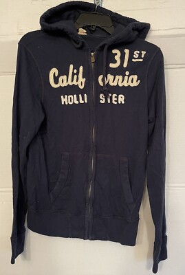 Hollister California Hoodie Full Zip 31St Sign Front Navy