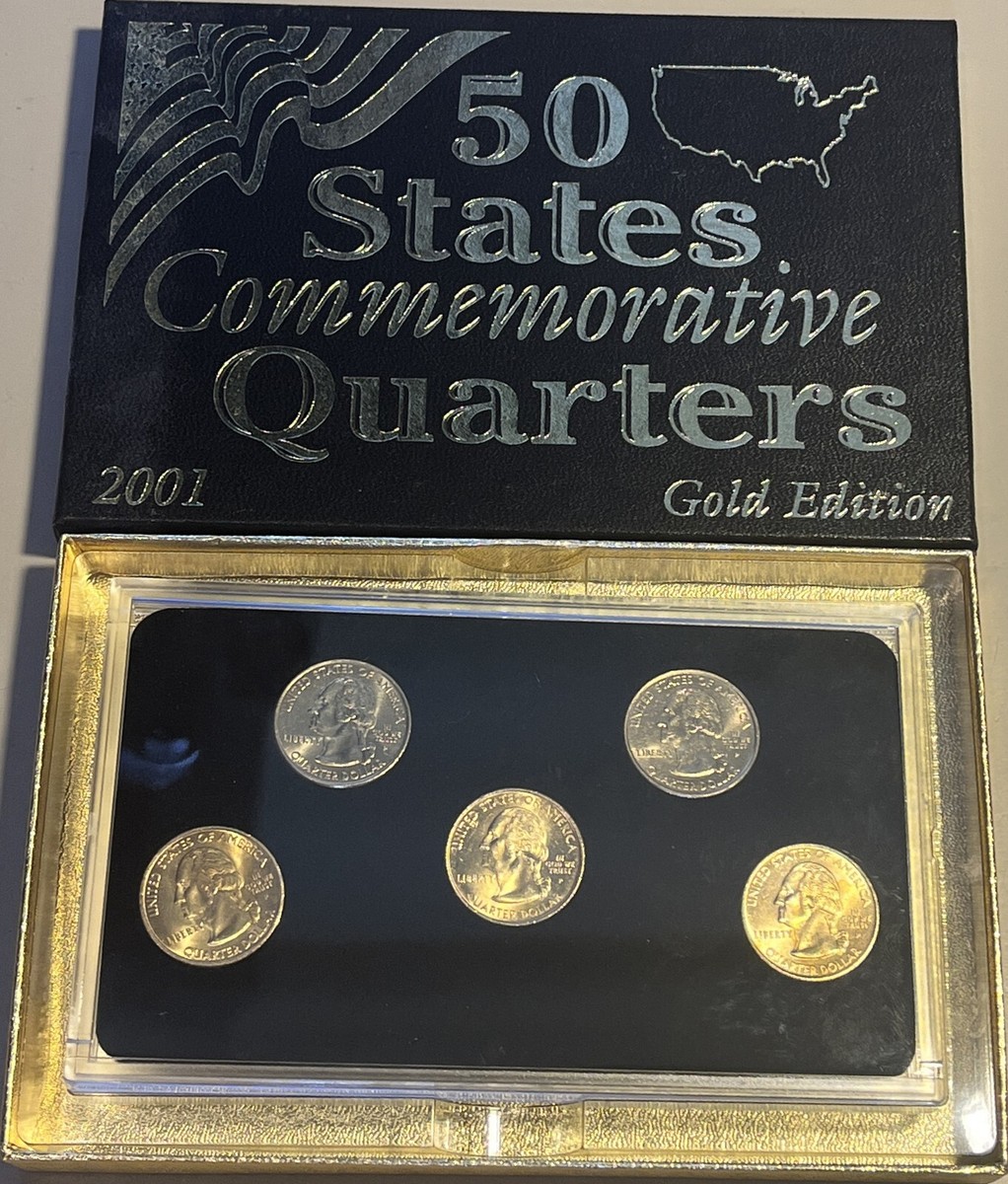 USA 50州 記念25セント　5枚セット ケース付2001 Yahoo!オークション -「50州25セント硬貨」の落札相場・落札価格