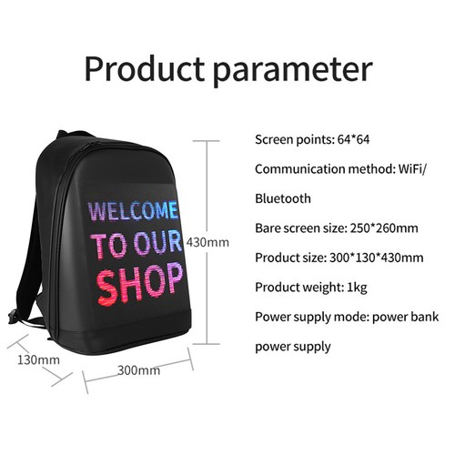 Screen Advertising Light Walking Billboard Backpack Business Travel Laptop Bag - Afbeelding 9 van 10