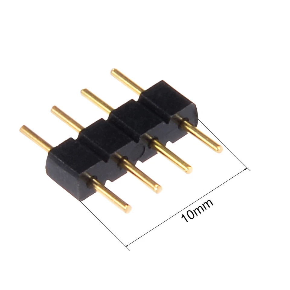 Adaptador de cabezal de enchufe macho a macho de 4 pines 100 piezas apto para tira de chip LED RGB/3528/5050 Foto 2 de 3