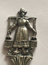 Vintage Souvenir Spoon Collectible Woman Carrying Water Buckets