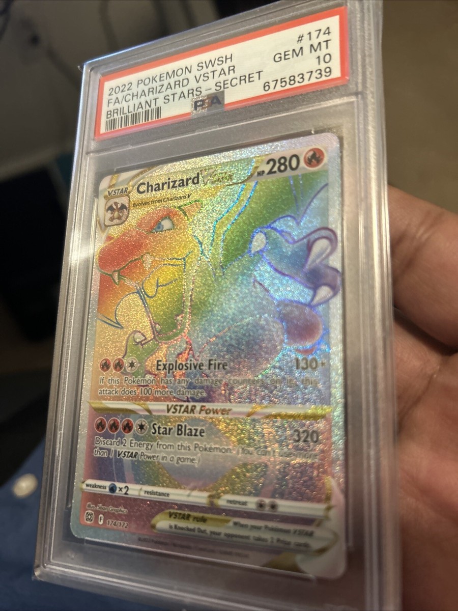 PSA 10 GEM MINT Charizard VStar BRILLIANT STARS #174 SECRET PSA 10 GEM MINT Charizard VStar BRILLIANT STARS #174 SECRET