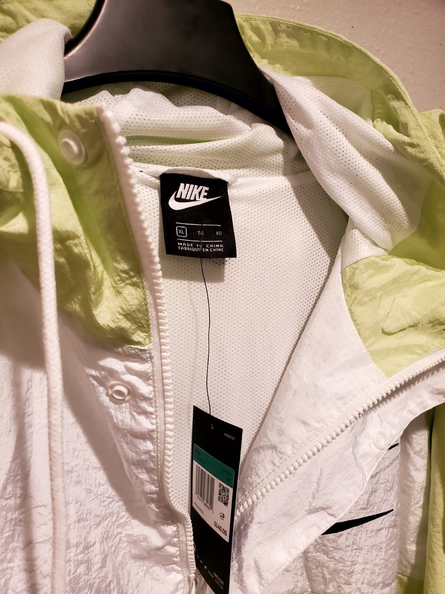 Nike NSW Double Swoosh Full Zip Jacket Men's Size XL White Green