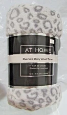 AT HOME Gray Leopard Oversize Shiny Velvet Throw 50" by 70" by Rite Aid