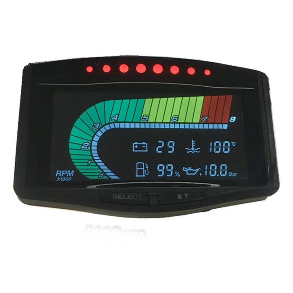 Kit Medidor Coche Tacómetro Voltios Temperatura Agua Medidor de Presión Aceite 5 Funciones 12V/24V Foto 4 de 4