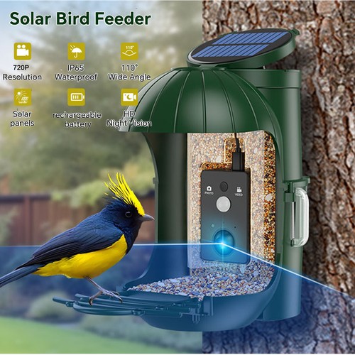 Vogelfutterspender mit Kamera | Vogelhaus Kamera mit Solar | Futterstationen DE - Bild 13 von 19