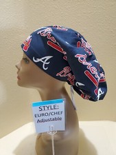 Atlanta Braves MLB Women's Euro/Chef Surgical Scrub Hat/Cap Handmade