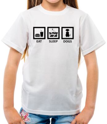 Eat Sleep Dogs - Kinder T-Shirt - Welpe Hund Haustier Hund süß Geschenk Liebe