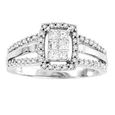 Ladies 14K White Gold .33cttw Diamond Halo Engagement Bridal Ring