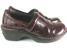 BOC Women's 7 M Peggy Clogs Brown Crocodile Embossed C45728 Slip On Wedge Heels