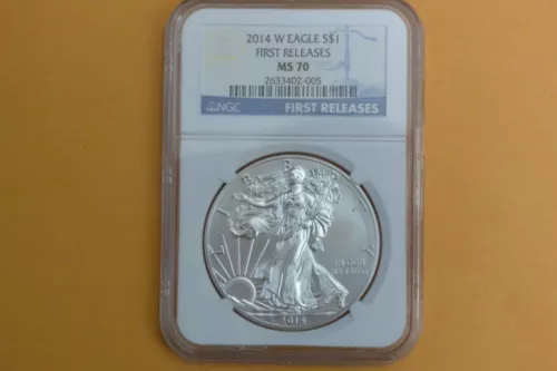 2014 W (BURNISHED) NGC MS70 SILVER EAGLE FIRST RELEASES