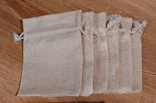 6 Small Draw String Burlap Jute Gift Jewlery Bags 5" x 4" Neutral Color 6 Bags
