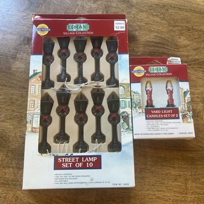 Lemax Street Lamp Set of 10 + Yard Light Candles (2) - NEW IN BOX SAME DAY SHIP
