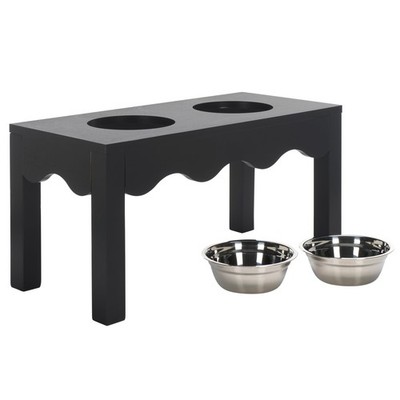 Home Collection Lilith Matte Black Elevated Raised Pet Feeder Dog Bowl Stand