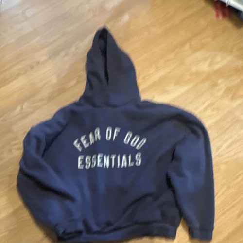 Fear of God Essentials Men’s Navy Logo Pullover Hoodie Hooded Size M