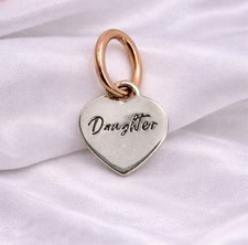 Daughter Heart Charm Rose Gold Plated Bail Engraved 925 Mex. Sterling Silver