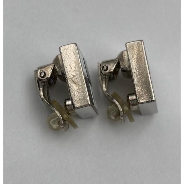 CHANEL Coco Mark Monotone Square Earrings D4 Used View 4