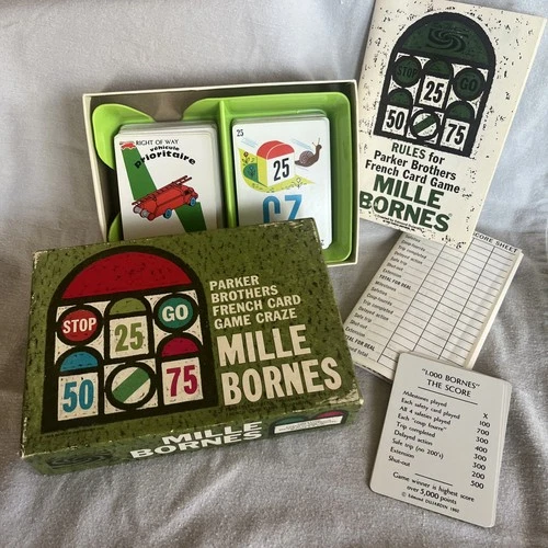 VINTAGE 1962 Parker Brothers MILLE BORNES French Auto Racing Card Game COMPLETE