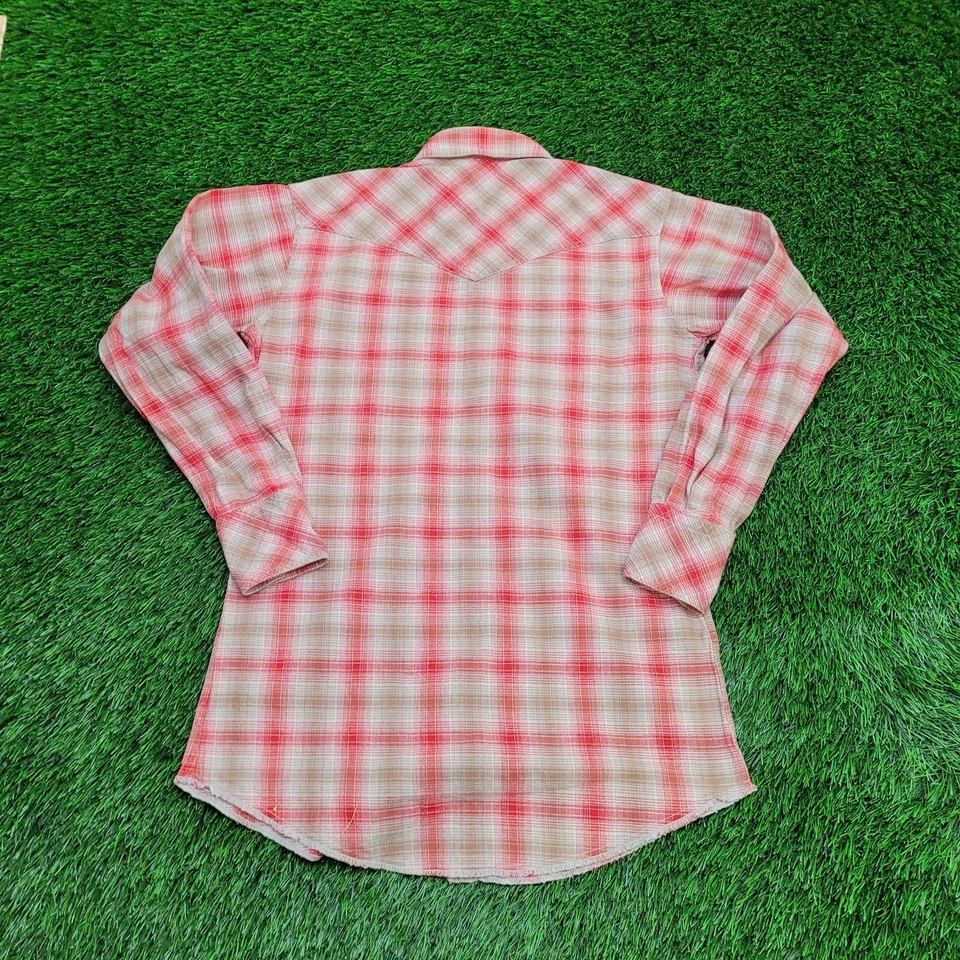 复古 70 年代 Champion Western 嬉皮衬衫小号 19x30 格子 — 第 2/4 张图片