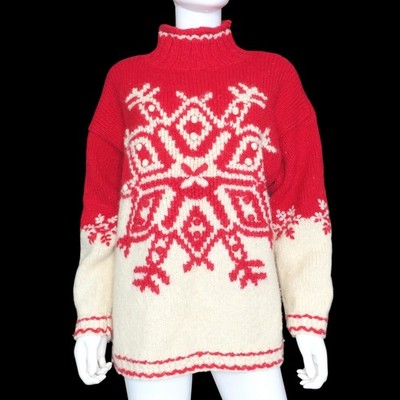 Vintage Express Tricot Nordic Wool Christmas Red Snowflake