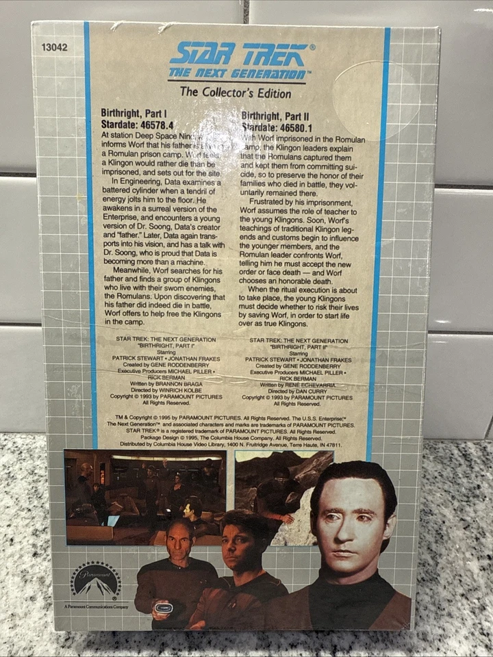 Star Trek Next Generation; Birth Right Collector Video VHS Movie Film - Image 3 of 3