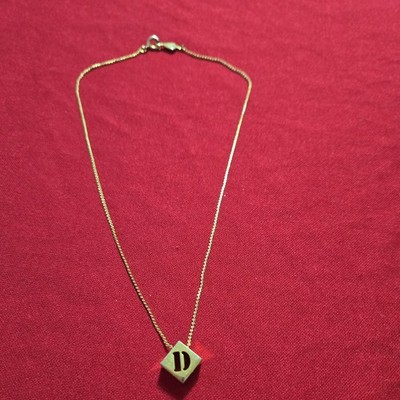BIAGI  Vintage  Gold Tone  With  D  Initial  Pendant Genuine  Necklace  14 ''