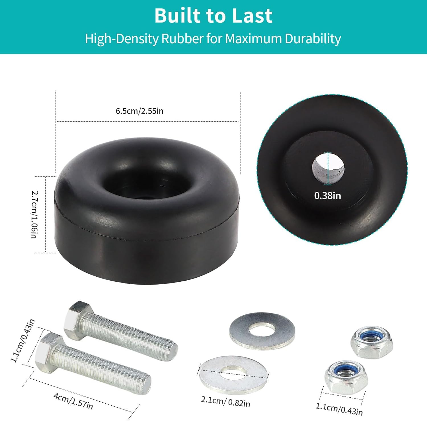 Heavy Duty Anti-Vibration Rubber Foot Pads - 1" X 2.5" Shock Absorbing Feet for 